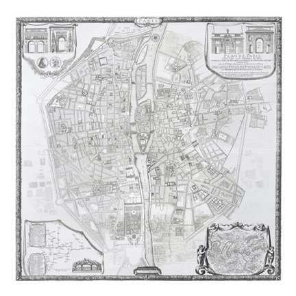 Framed 1676 Plan de Bullet et Blondel Print