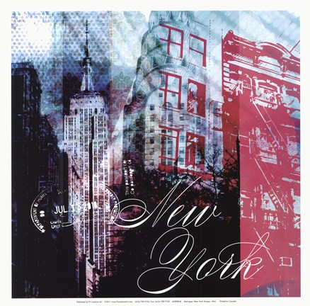 Framed New York Stamps - mini Print