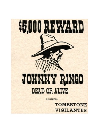 Framed Johnny Ringo Wanted Poster Print