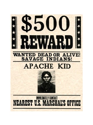 Framed Apache Kid Wanted Poster Print