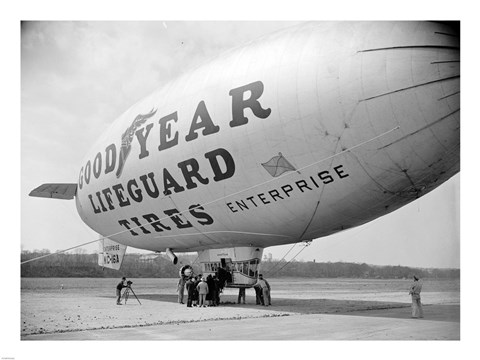Framed Goodyear Blimp at Washington Air Post, 1938 Print
