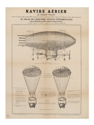 Framed Navire Aerien Blimp Print