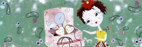 Framed Little Treasure brunette - mini Print