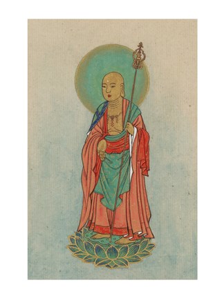 Framed Buddha Standing on a Lotus Print