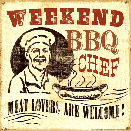 Framed Weekend BBQ chef Print