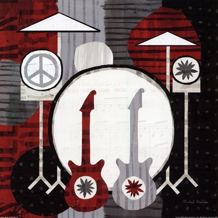 Framed Rock n&#39; Roll Drums Print