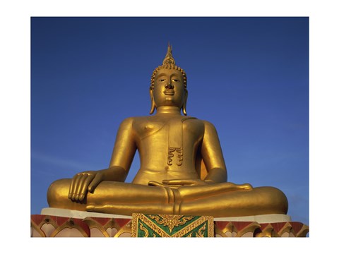 Framed Statue of Buddha, Wat Phra Yai, Ko Samui, Thailand Print