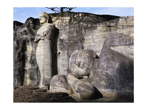 Framed Statues of Buddha carved in rock, Gal Vihara, Polonnaruwa, Sri Lanka Print
