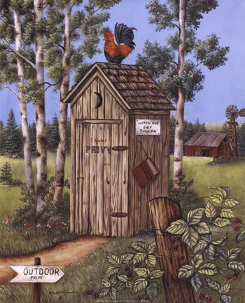 Framed Outhouse - Rooster Print
