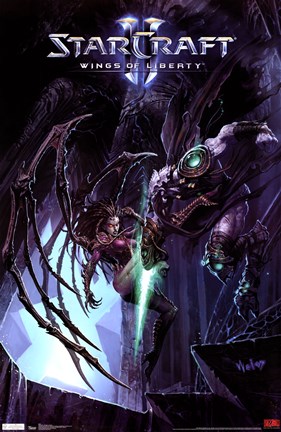 Framed StarCraft 2 - Kerrigan vs. Zeratul Print