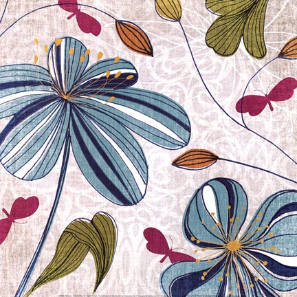 Framed Flowers &amp; Butterflies Print