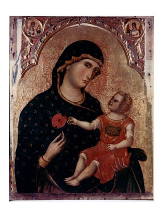 Framed Madonna Holding Rose with Child Print