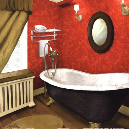 Framed Red Farmhouse Bath I Print