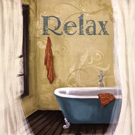 Framed Relax - Blue Tub Print