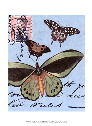 Framed Le Papillon Script VI Print