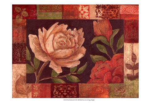 Framed Floral Patchwork I Print