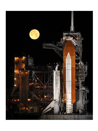 Framed Space Shuttle Discovery under a Full Moon Print