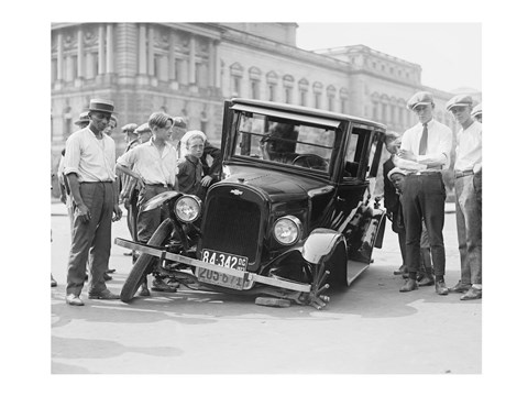 Framed Auto Wreck, USA, 1923 Print