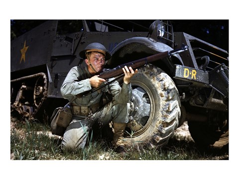 Framed Infantryman with M1 Garand, Fort Knox, KY, 1942 Print