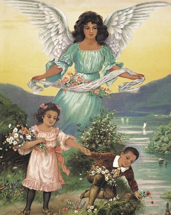 Framed Black Guardian Angel Print