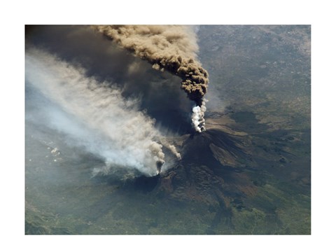 Framed Mt. Etna Eruption seen from the International Space Station Print