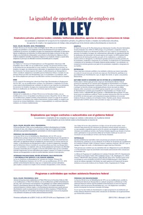 Framed Equal Opportunity Employment Spanish Version 2012 Print