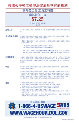 Framed Minimum Wage Chinese Version 2012 Print