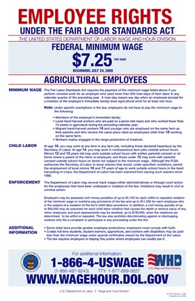 Framed Agricultural Employees Minimum Wage Print