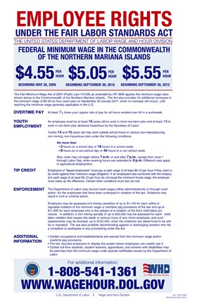 Framed Federal Minimum Wage of the Northern Mariana Islands 2012 Print