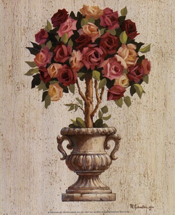 Framed Pink and Red Rose Topiary Print