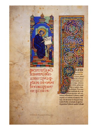 Framed St Jerome with the Decorated Initial to His Prologue Print