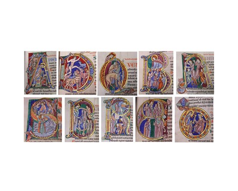 Framed Albani Psalter, Initials Print