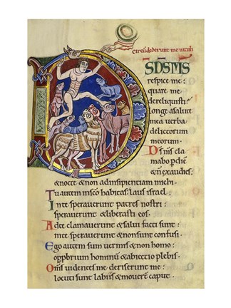 Framed Psalm 136, Initial D In Albani Psalter Print