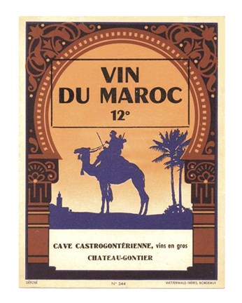 Framed Morocco&#39;s Wine Label Print