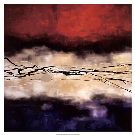 Framed Harmony In Red And Violet Print