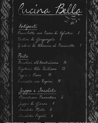 Framed Italian Menu I Print