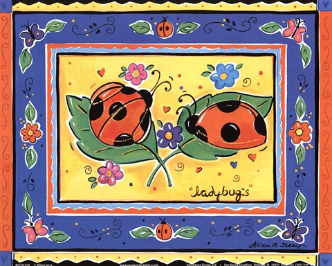 Framed Ladybugs Print
