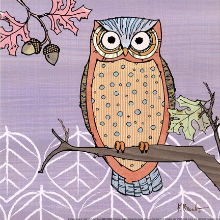 Framed Pastel Owls II - mini Print