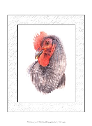 Framed Rooster Insets IV Print