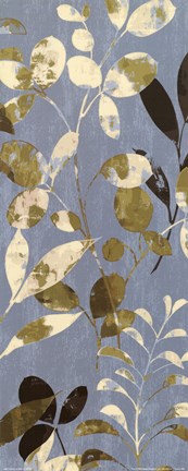 Framed Leaves On Blue II Print