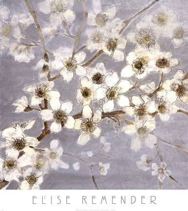 Framed Silver Blossoms II Print