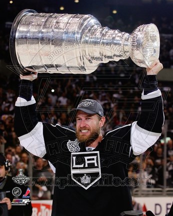 Framed Jeff Carter with the Stanley Cup Trophy after Winning Game 6 of the 2012 Stanley Cup Finals Print