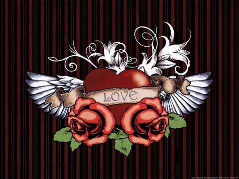 Framed Love Tattoo Print
