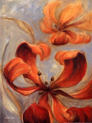 Framed Floral In Rust Print