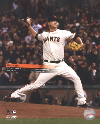 Framed Matt Cain throws a Perfect Game AT&amp;T Park June 13, 2012 with Overlay Print