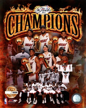 Miami Heat Back-To-Back 2013 NBA Champions Team Composite Poster