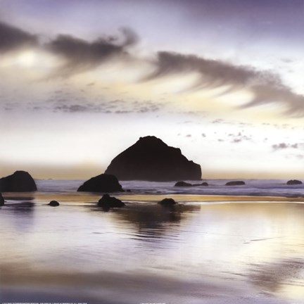 Framed Twilight On The Coastline Print