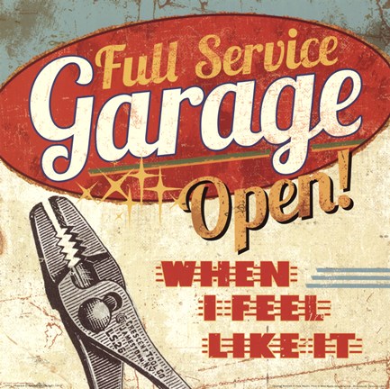 Framed Mancave I - Full Service Garage Print