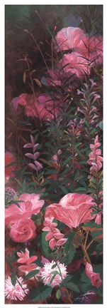 Framed Pink Azalea Garden I Print