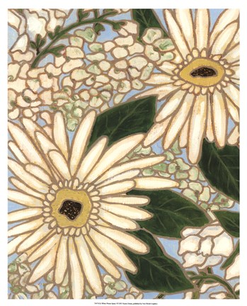 Framed White Flower Spray I Print